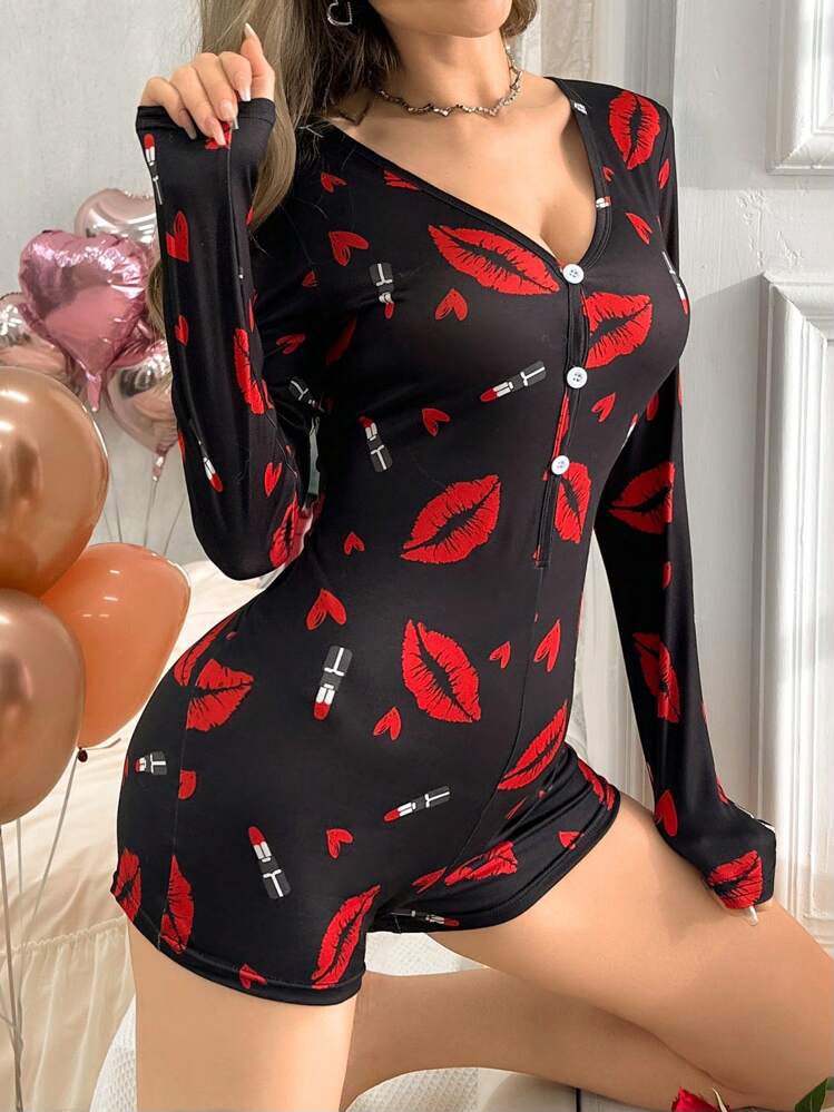 PRINT BOTTON romper