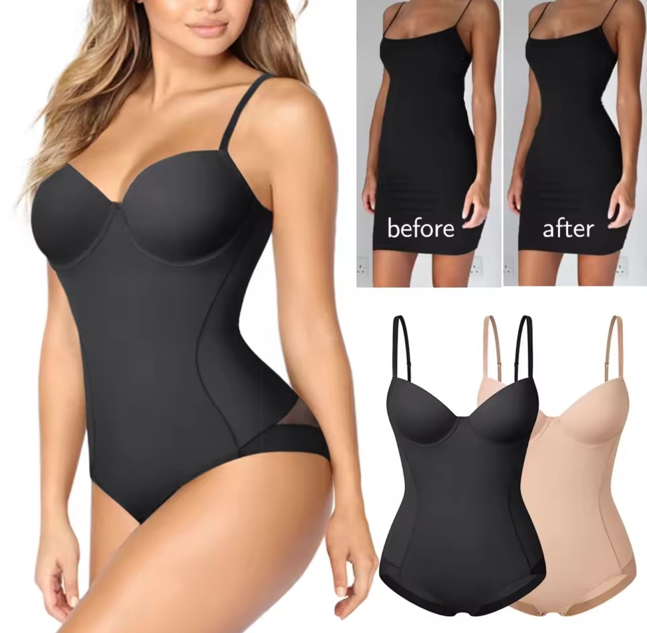BLACK MESH BUTT BODYCON SHAPEWEAR