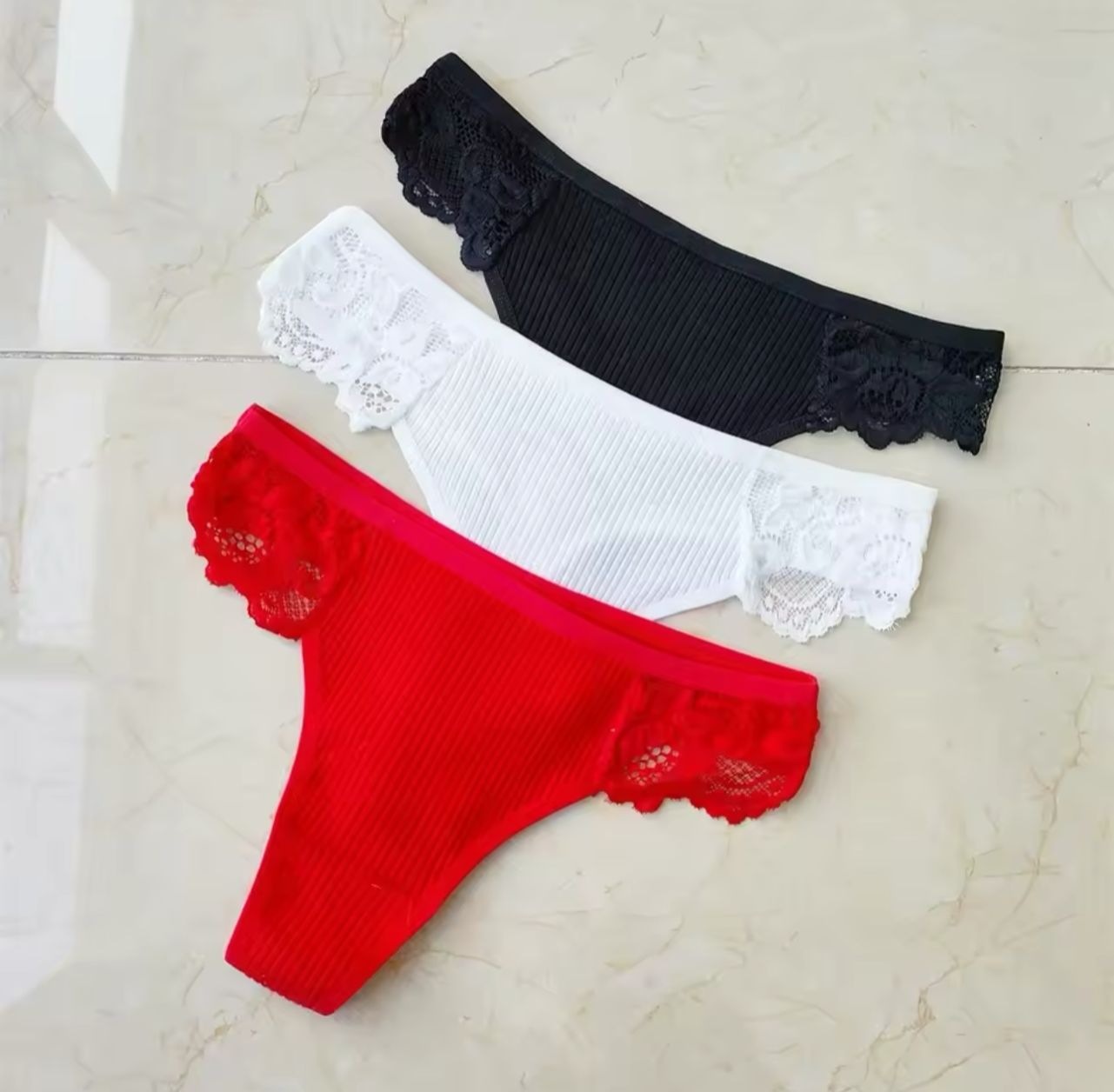COTTON RIBBED THONG PANTS