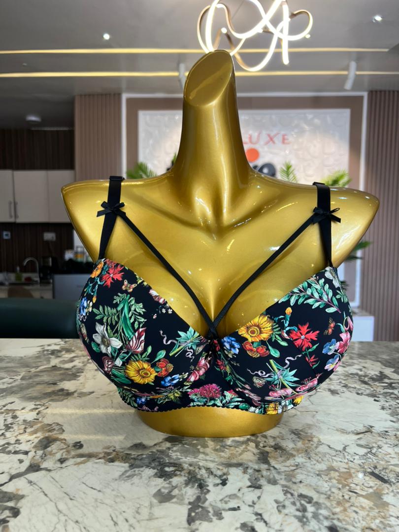His  W flower bra